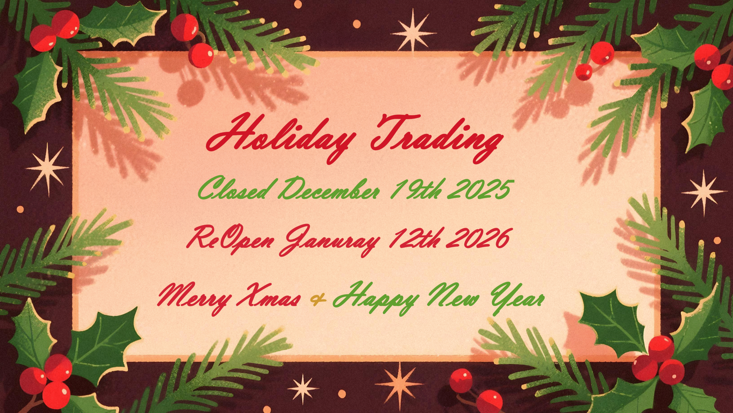 Christmas Frame With Holly Fir Branches